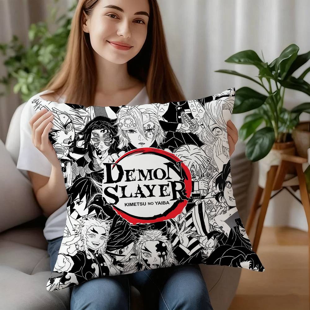 D-Demon S-Slayer Pillow Case Plush Fabric Soft Pillowcase Double Sided Print Cushion Cover Household Gifts