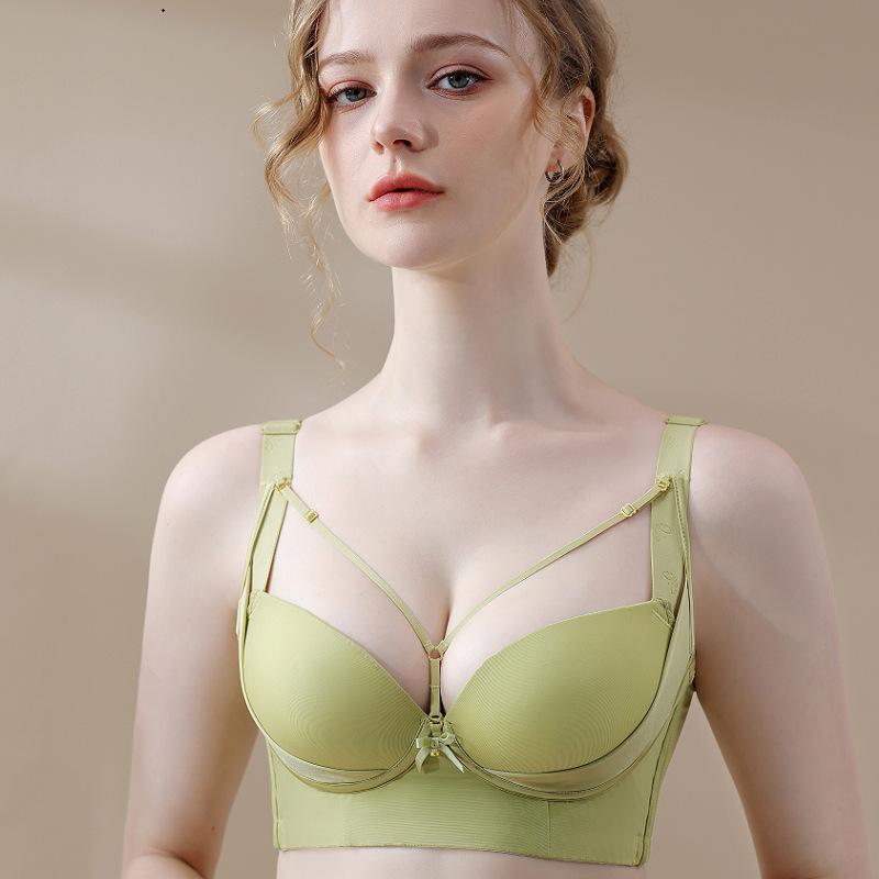 Sexy and Comfortable Large Size Bra with Front-connected Bust Straps and No Underwire Push-up Bra