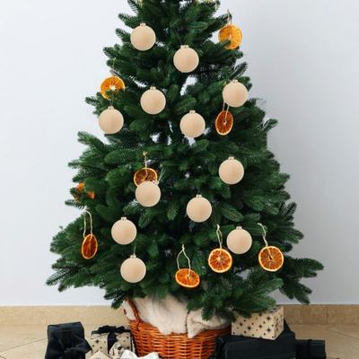 15 Pcs Velvet Christmas Ball Ornaments 3.15 Inch Flocked Plastic Ball Xmas Tree Hanging Decoration for Holiday Party Decor