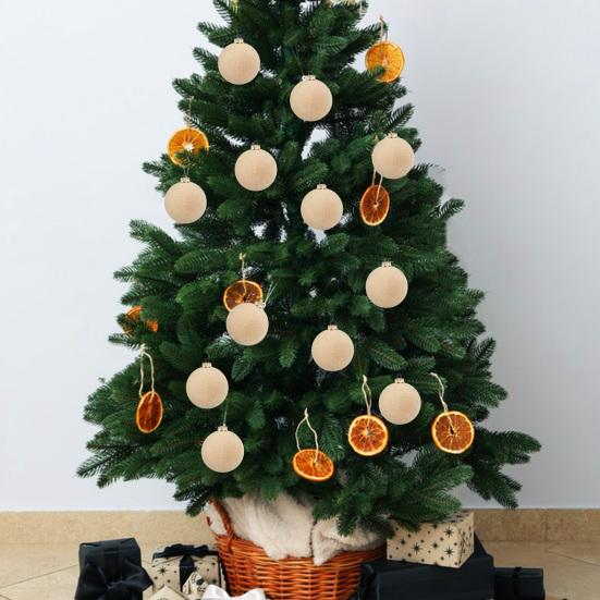 15 Pcs Velvet Christmas Ball Ornaments 3.15 Inch Flocked Plastic Ball Xmas Tree Hanging Decoration for Holiday Party Decor