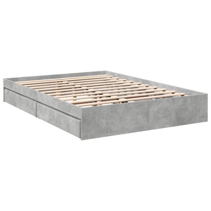 VidaXL Cadre de lit à tiroirs gris béton 150x200 cm bois d'ingénierie, lit, lit de rangement, cadre de lit double, lit 3280653