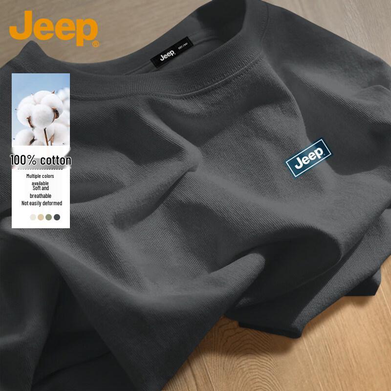 Мужская футболка JEEP 2026 Весна, чистый хлопок, с коротким рукавом 4XL