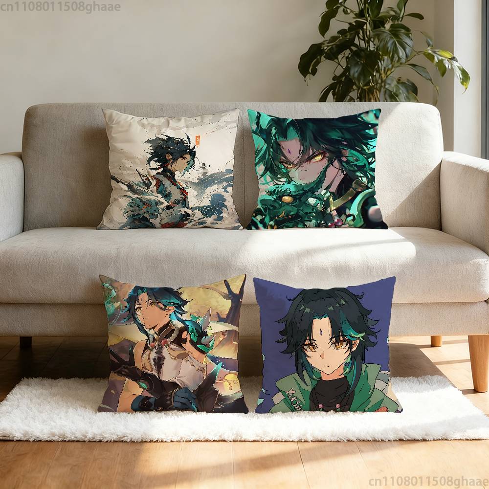 GGenshin Impact Xiao Pillow Case Sofa Living Room Bedroom Headboard Backrest Cushion Square Cushion Nap Time