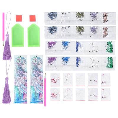 2 Set Diamond Bookmarks Crystal 5D DIY Painting Fancy Shape Round Lady Pattern Hanging Craft