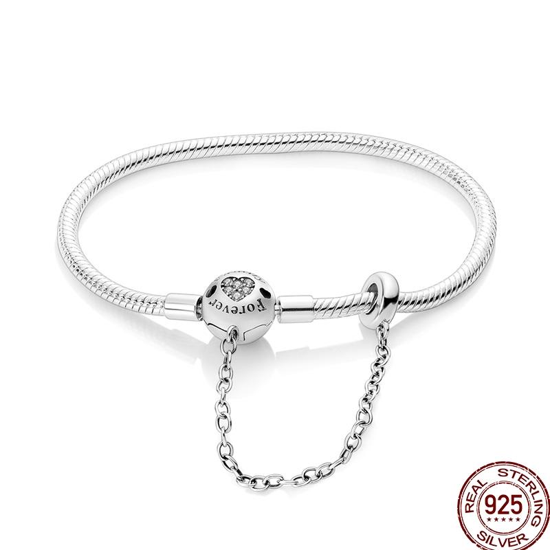 925 Sterling Silver 17-20CM Original Bracelets Heart Moon Sun Clasp Bead Charm Bracelet Fit DIY Charms Beads for Women Jewelrys