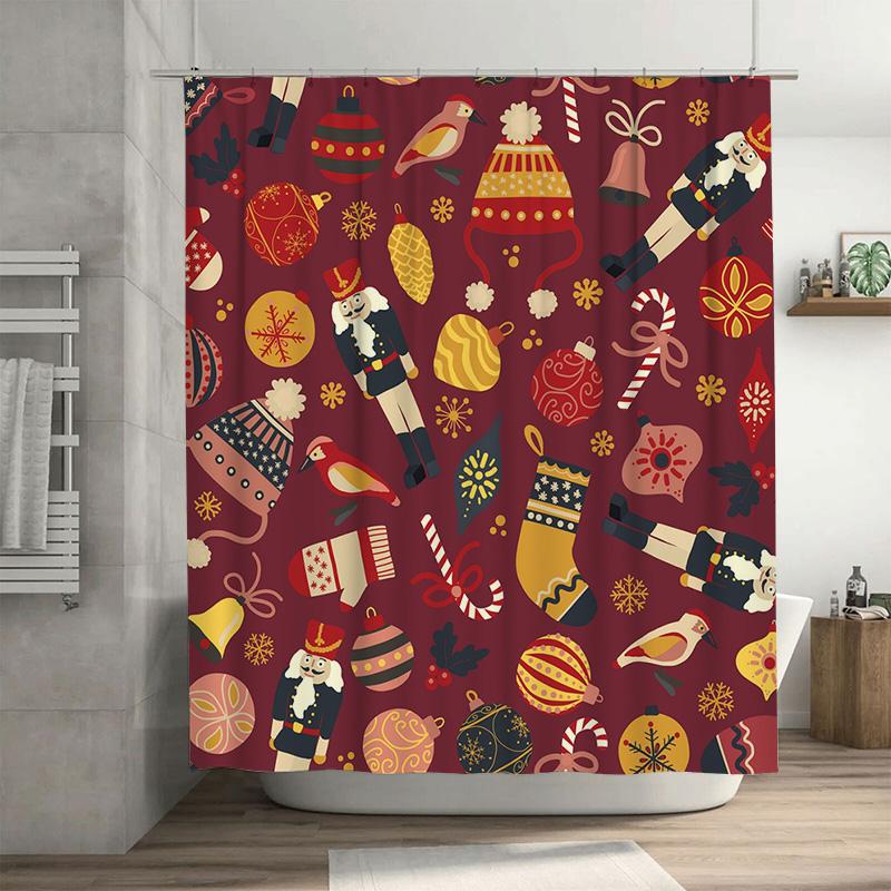 

TU Festive Christmas Shower Curtain Holiday Bathroom Decor Reindeer Snowman Pattern Waterproof Fabric Holiday Home Decor Gift Id 90x180cm35x71in
