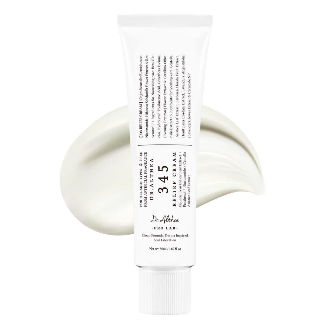345 Beruhigungscreme, Beruhigende Barriere-Reparatur Gesichtscreme, Feuchtigkeitsspendende Beruhigungs-Feuchtigkeitscreme für Alle Hauttypen, 50ml All skin type white