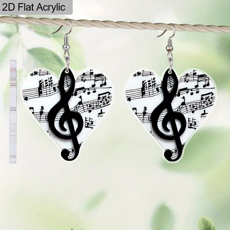 2D Flat Music Note Pattern Acrylic Material Dangle Earrings Christmas Thanksgiving Gift