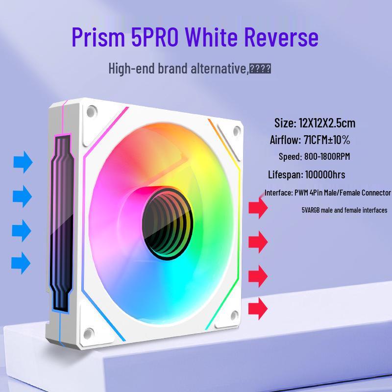 Prism 4th Gen Pro ARGB Case Fan with Forward/Reverse, Multi-faceted Lens, Temp Control, Silent Cooling for Desktops