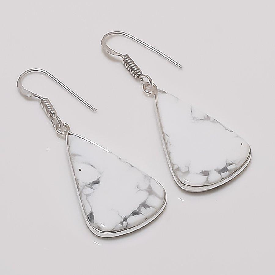 Natural Howlite Gemstone Handmade 925 Sterling Silver Jewelry Earring 1.81  AEE-10751