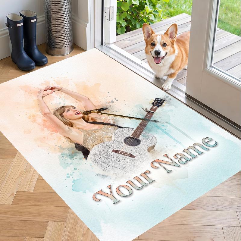 Custom Name Taylor Swift Crystal Velvet Floor Rug Personalized Text Soft Carpet Home Decor