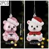 Plastic Cartoon Bear Christmas Ornaments, Electroplated Glitter Pendants for Tree & Window Decoration
