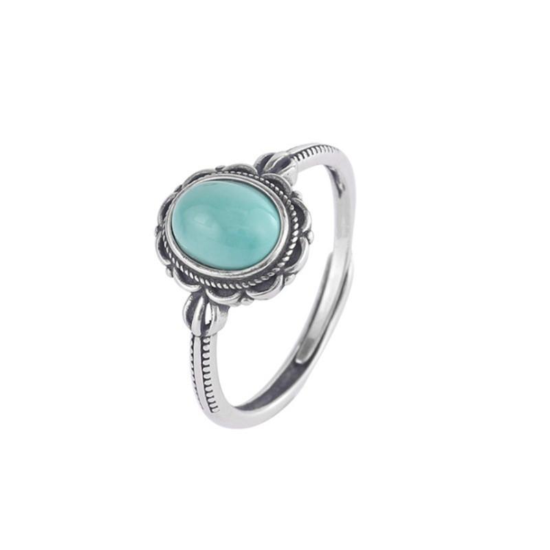 Adjustable Vintage Amber-Style Square Ring Men Women Retro Bohemian Geometric Jewelry Adjustable Open Band