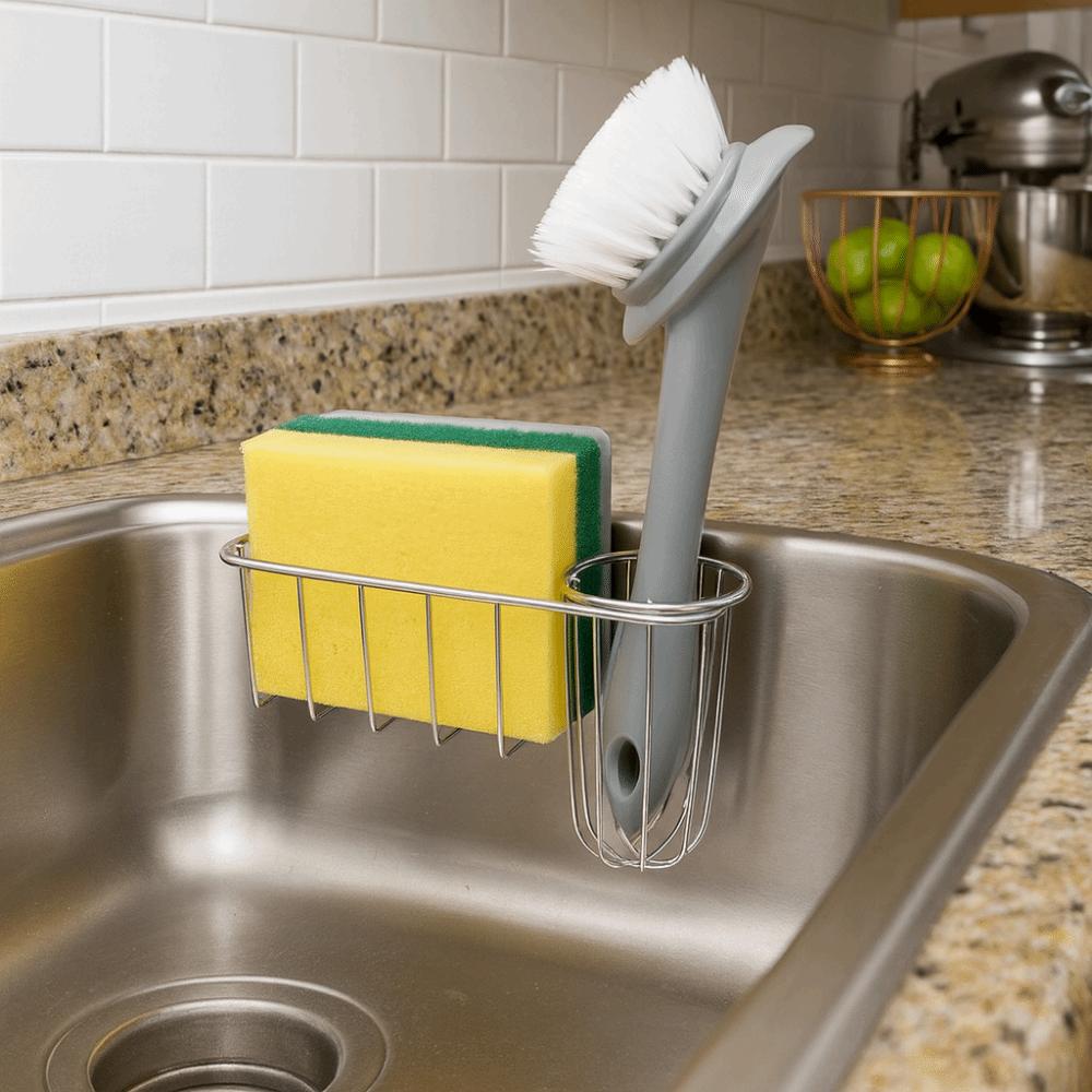 Stainless Steel Sink Hanging Basket Rounded Corners Sponge Storage Basket Sink Drain Rack  for Home