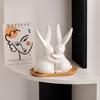 Creative Ceramic Figurines Chinese Minimalist Rabbit Sculpture Bookshelf Desktop Book Stand Decoration Ornament Home Decoration