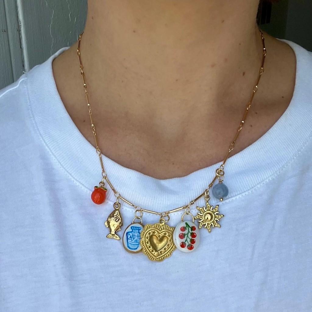 Copper Heart Shape Necklace For Women With Fresh Sweet Style Summer Jewelry Collection
