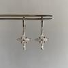 Cold and Icy Snowflake Tetragonal Star Cross Zircon Earrings Female Korean Sweet and Cool Style Personalized Ear Buckle Ear Jewelry