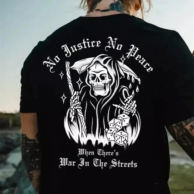 Gothic Harajuku Biker Skull Graphic Tshirts Men Fashion Trend Short Sleev Tops Dark Punk Skulls Retro T Shirt Male Oversized Tee