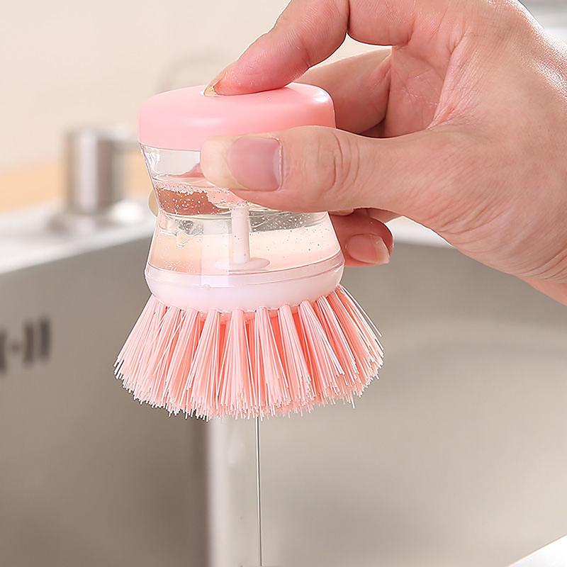 2024  Kitchen Wash Pot Dish Brush Washing Utensils With Washing Up Liquid Soap Dispenser Household Cleaning Accessories