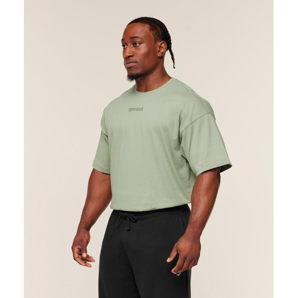 Gymshark Tricou Olde English Gs Haze Green A3b5y Edc3