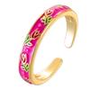 Unique Vintage Geometric Ring Flower Adjustable Tulip Ring Bohemian Enamel Open Ring  Parties