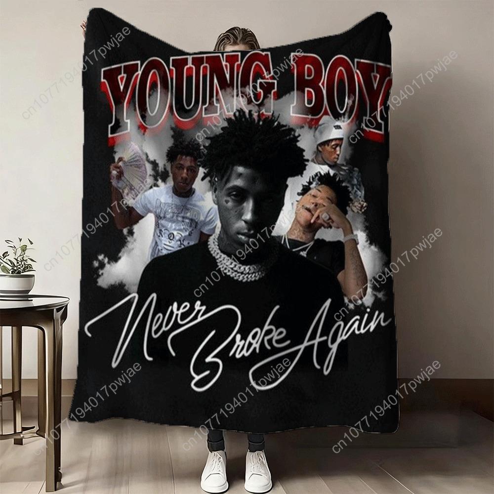 Manta de Franela con Estampado Digital de Retrato del Rapero Young Boy para Todas las Estaciones, Hipoalergénica y Resistente al Desgarro – Adecuada para Sofá, Dormitorio,