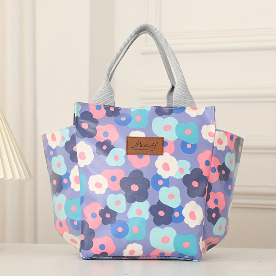 Portable Travel Lunch Box Oxford Cloth Lining with Insulated Layer Stylish Large-Capacity Waterproof Lunch Bag Insulated Lunch B