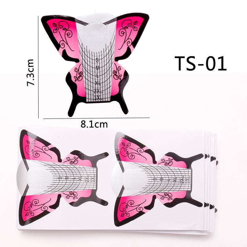 100-Piece French Light Therapy Nail Extension Forms: Butterfly & Horseshoe Designs