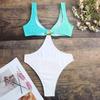 2026 Blue Green One Piece Swimsuit Women Swimwear Sexy Seashell Metal Linked Brazilian Monokini Bodysuit Beach Wear Bathing Suit