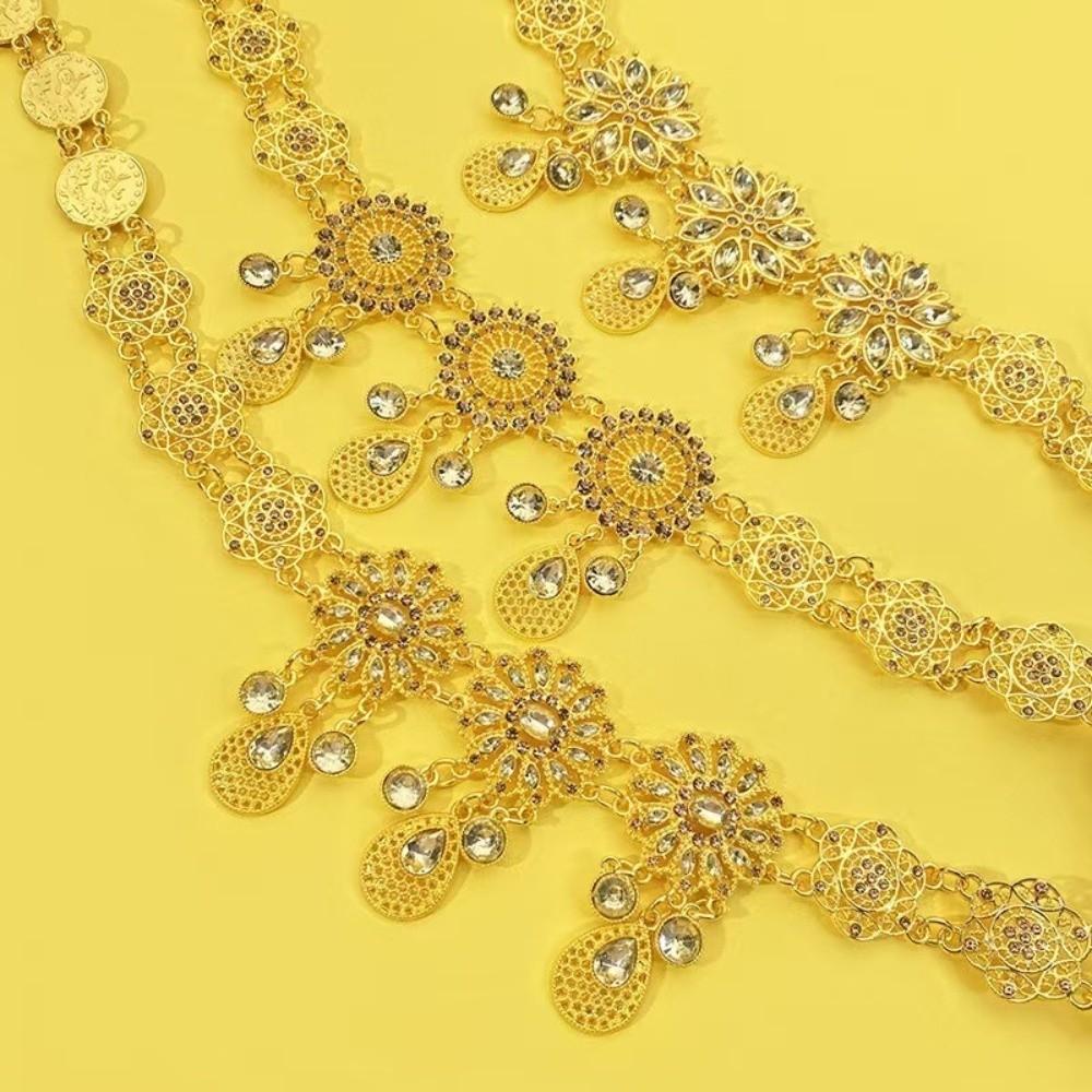 Metall Blume Bauchkette Strass Hohl Gürtel Vintage Taillenkette Outdoor
