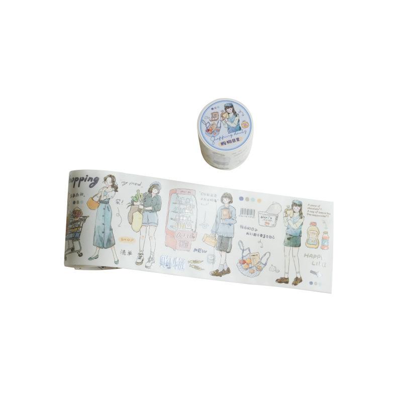 1roll Cartoon Girl Character Tape Stickers, Artistic Design for Hand Account DIY & Journal Decoration