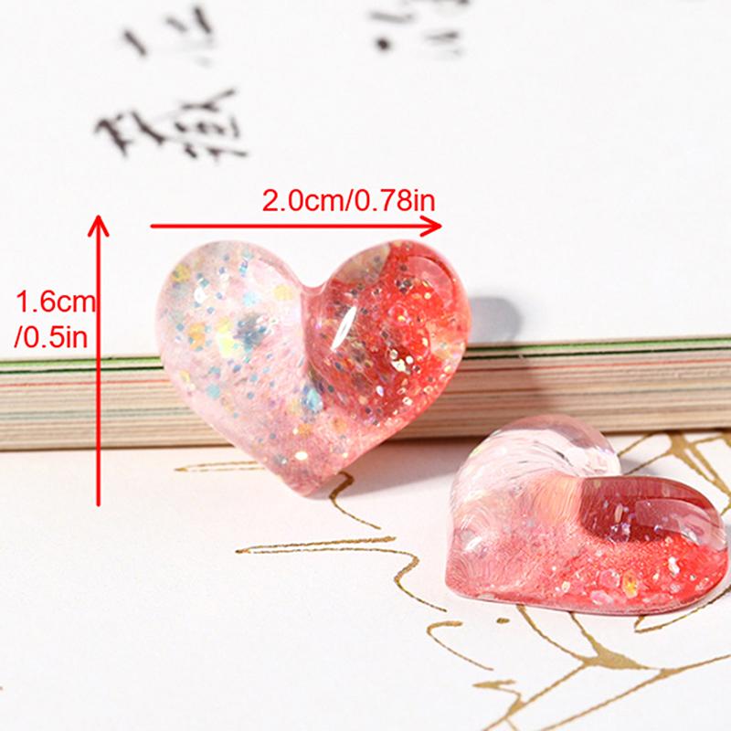 10Pcs Cartoon Gradient Love Cute Resin Series Jewelry Making Diy Home Life Decoration