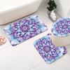 1/4Pcs Bathroom Shower Curtain Set Teal Bohemian Style Bathroom Curtain With 12 Hooks Non Slip Rugs Toilet Cover Mat Bathroom Partition