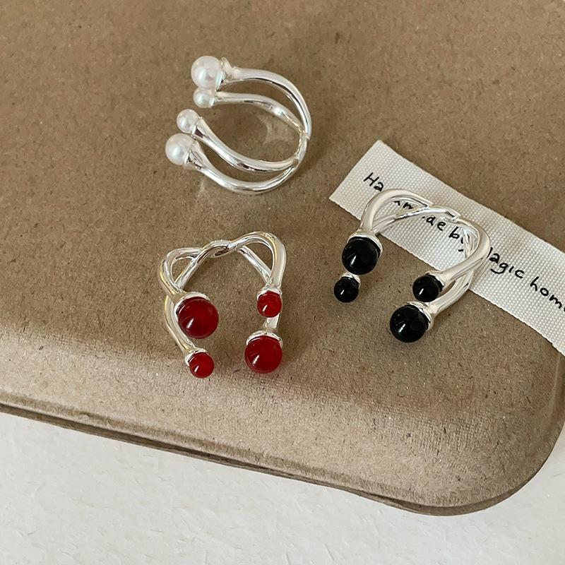 Bague en métal agate et perle haut de gamme pour femme, personnalité de niche, mode élégante et exquise, bague polyvalente