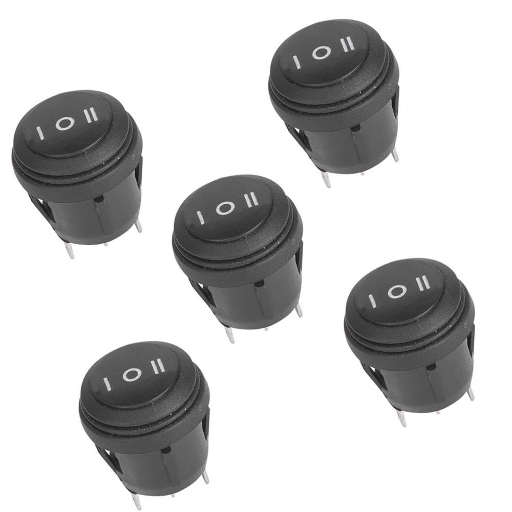 5PCS 3 Position Round Rocker Switch 3 Pin SPST Switch Durable Rocker Switch Vehicle