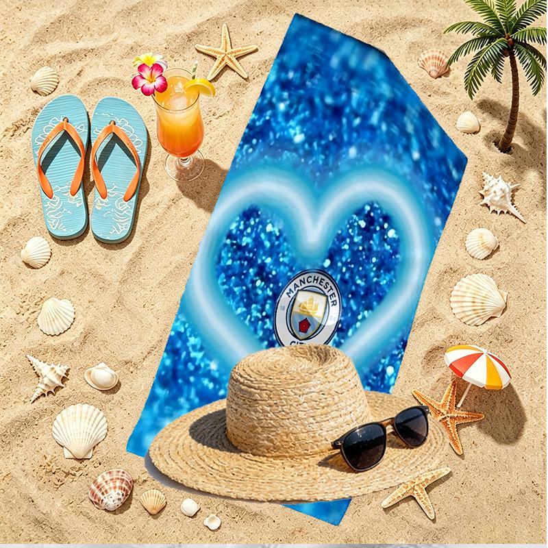 Football Team City FC Print Beach Towel, Versatile Lightweight Absorbent Beach Towel for Pool Surf Yoga Bathroom, Perfect Birthday Holiday Gift