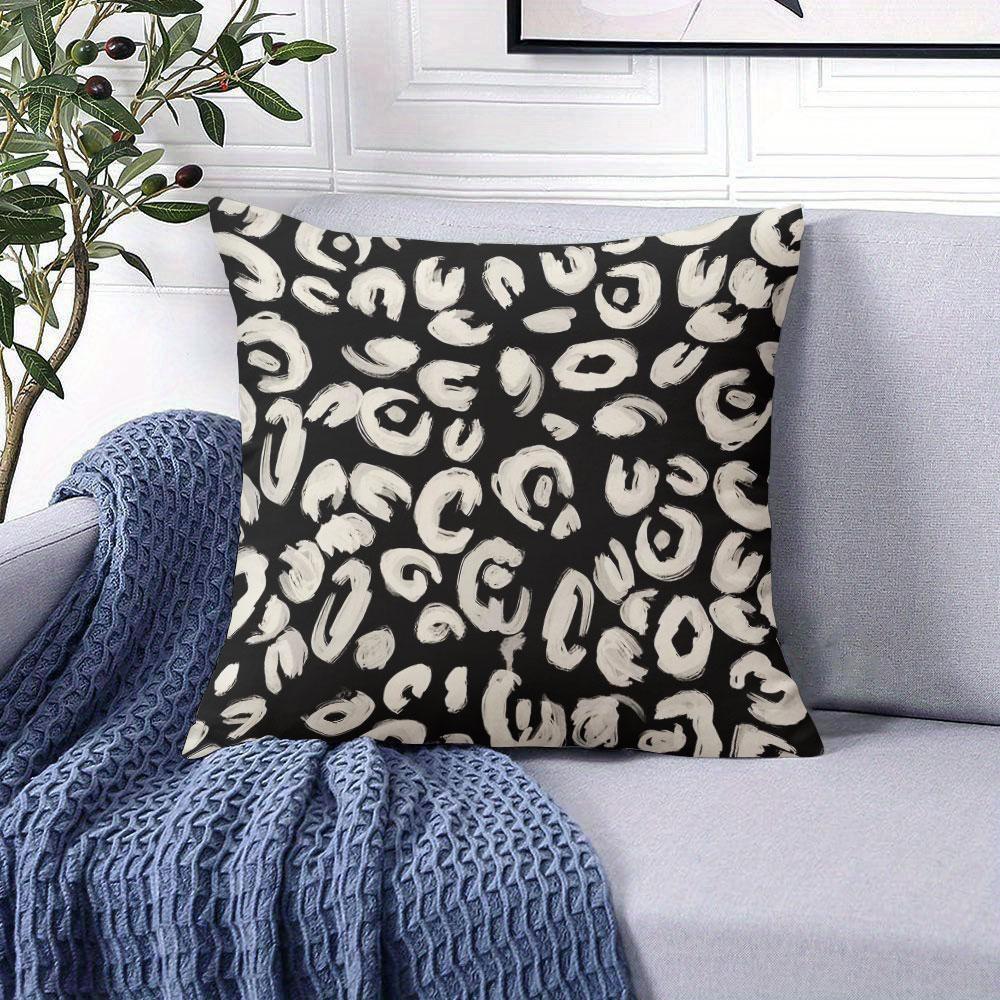 Black White Abstract Dots square Jacquard Pillow Cover for Sofa Office Waist Cushion Cover Home Decorative Pillowcase