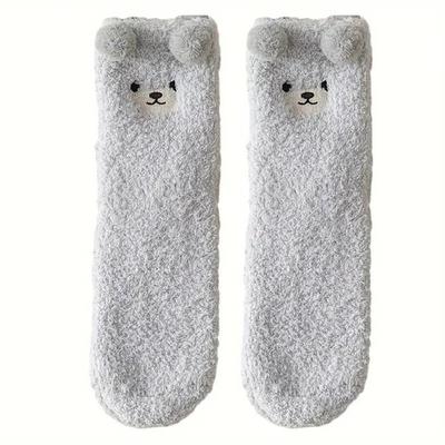 Socken - SHOP-STORY - TSOCKS - Teddybär - Weich und Warm - Einheitsgröße Grau