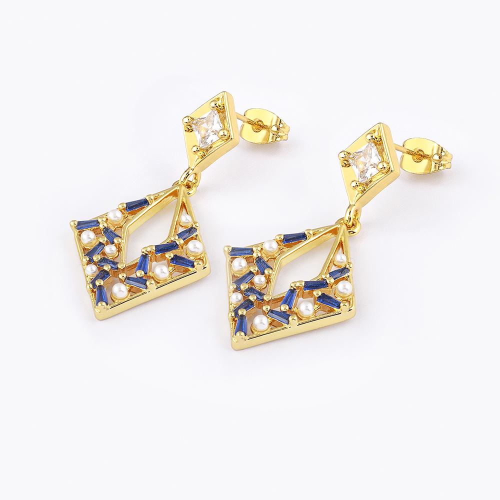 Nidin Japan and Korea New Fashion Long Drop Earrings Inlaid Zircon Pearl Shiny Temperament Ear Jewelry Anniversary Party Gifts