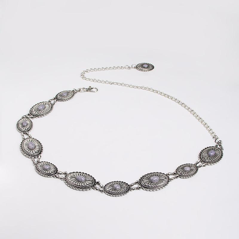 New Retro Turquoise Bohemian Metal Denim Western-style Fashionable Waist Chain Belt