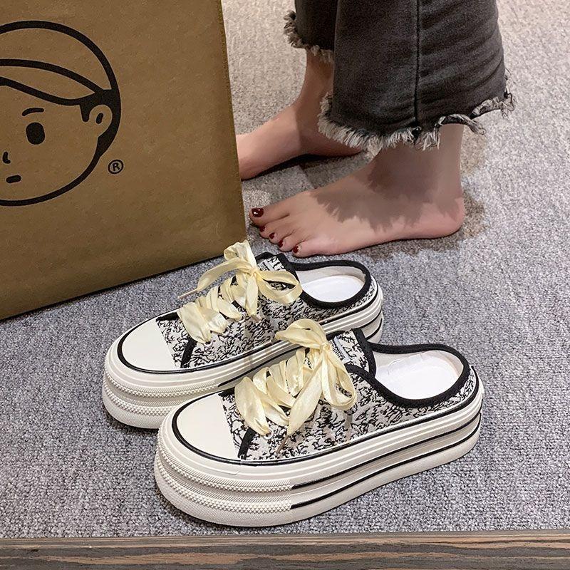 

Fashion Women Summer Round Toe Slip On Slippers Thick Platform Sandals No Back Lazy Casual Shoes 35 белый