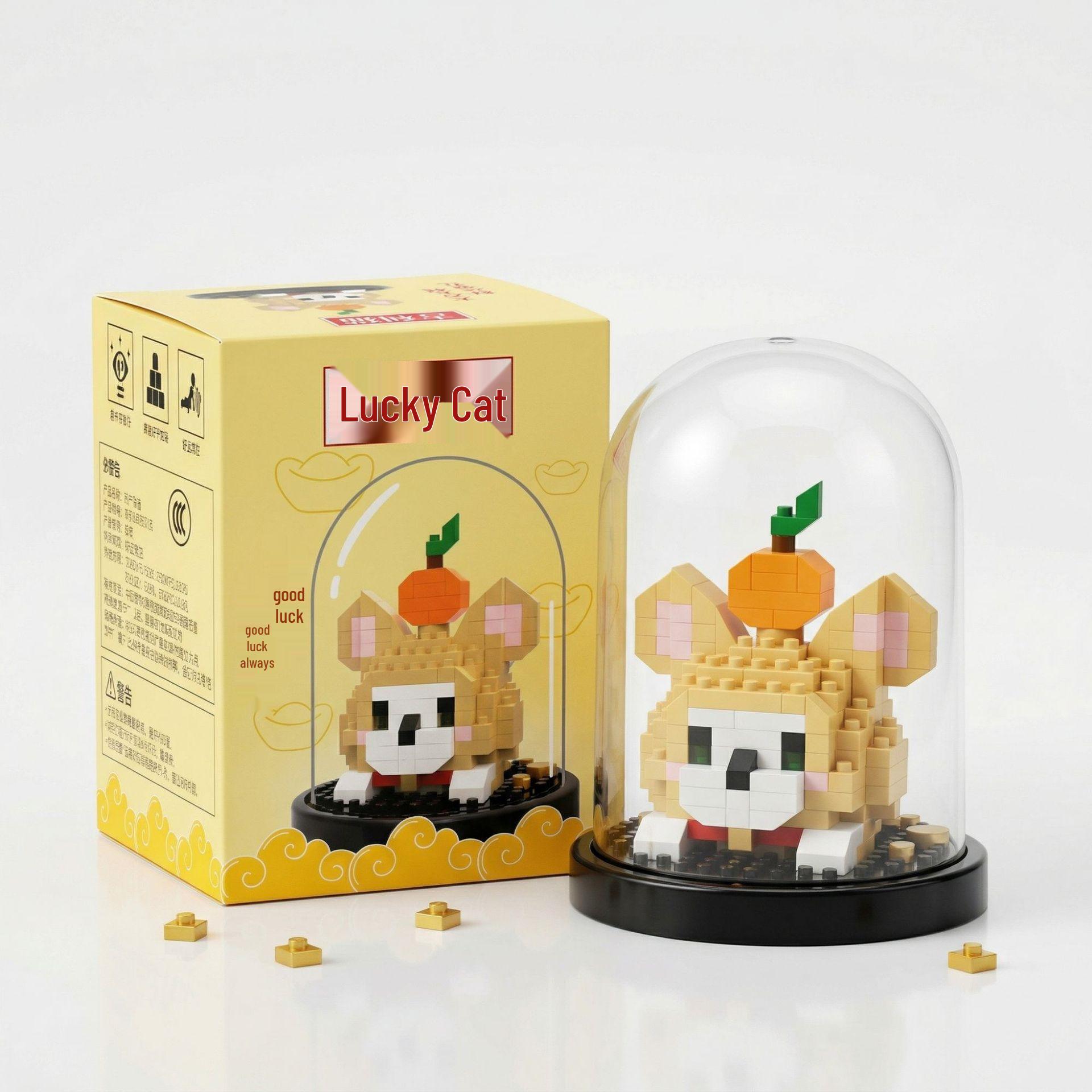 Influencer-Inspired Lucky Cat Building Blocks: Cute, Creative Desktop Decoration