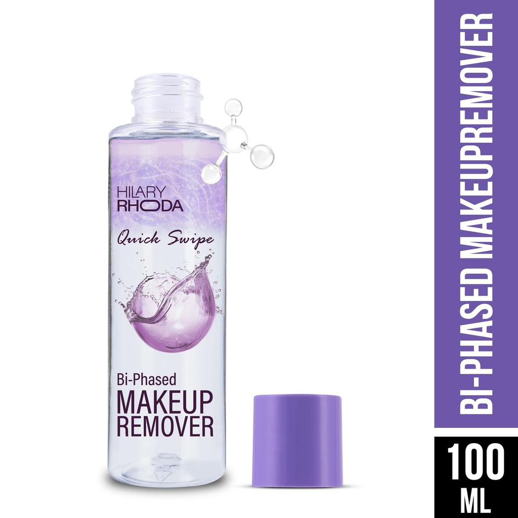 Hilary Rhoda Quick Swipe Bi-Phased Makeup Remover | Removes Waterproof Makeup | With Aloe Vera & Witch Hazel Extract | Water + Oil Formula | 100ml
