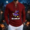 Men's Vintage Halloween Print Lace-Up Long Sleeve T-Shirt