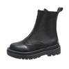 Women's Front Zipper Fashion Boots Round Head Square Heel Waterproof Platform Womens Shoes Retro Middle Follow Solid Color 2024