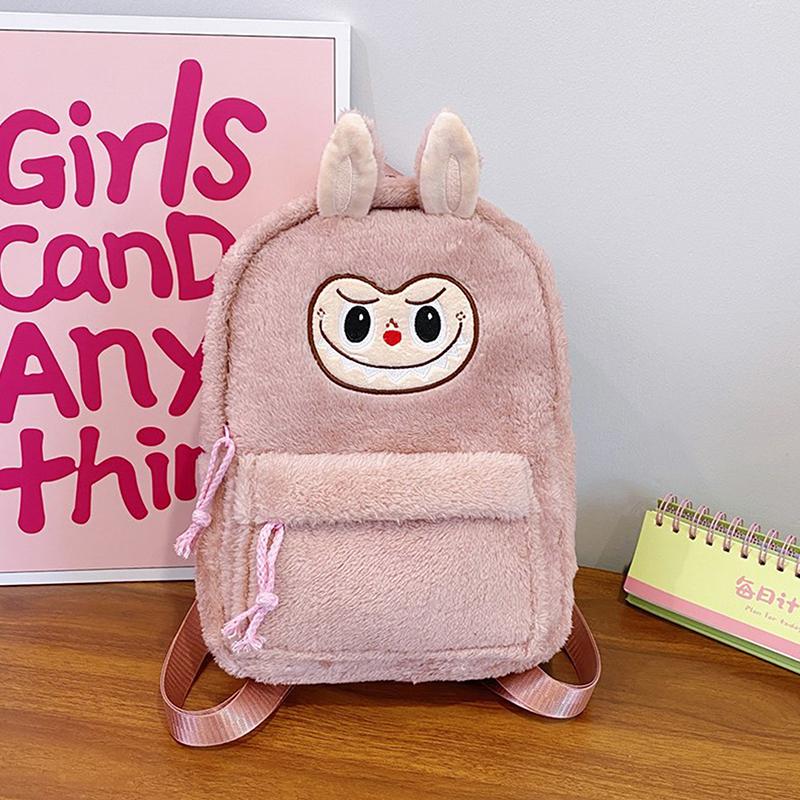 Cartoon Labubu Lovely Plush Backpack Girl Heart Large Capacity Outward Commuting Shoulders Bag Kids Birthday Gift