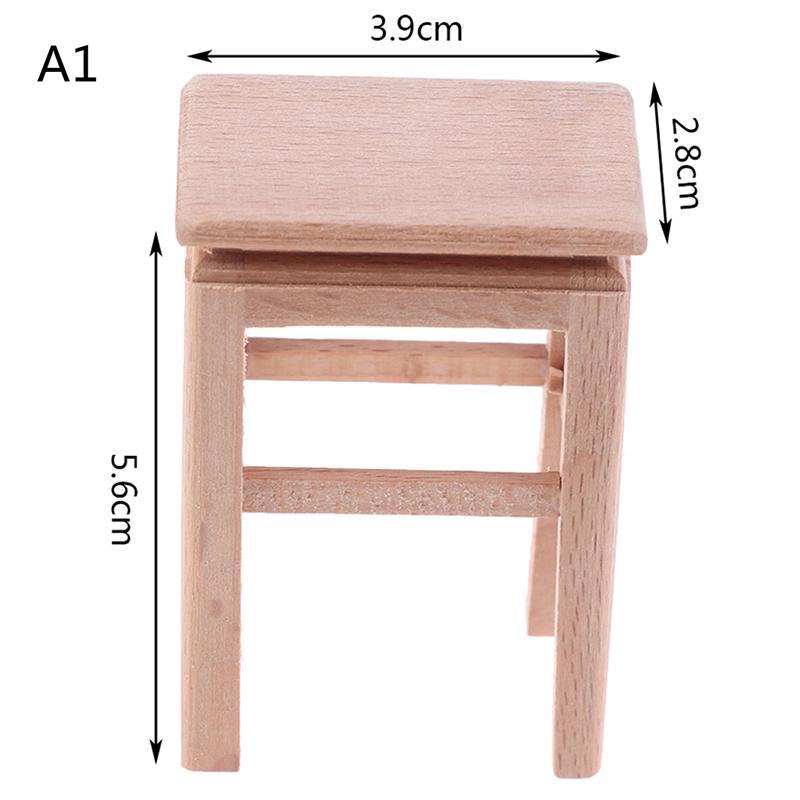 1Pcs 1/12 Simulation Wooden Stool Living Room Toy Doll House Accessories Mini Dollhouse Furniture Miniature Kids Toy