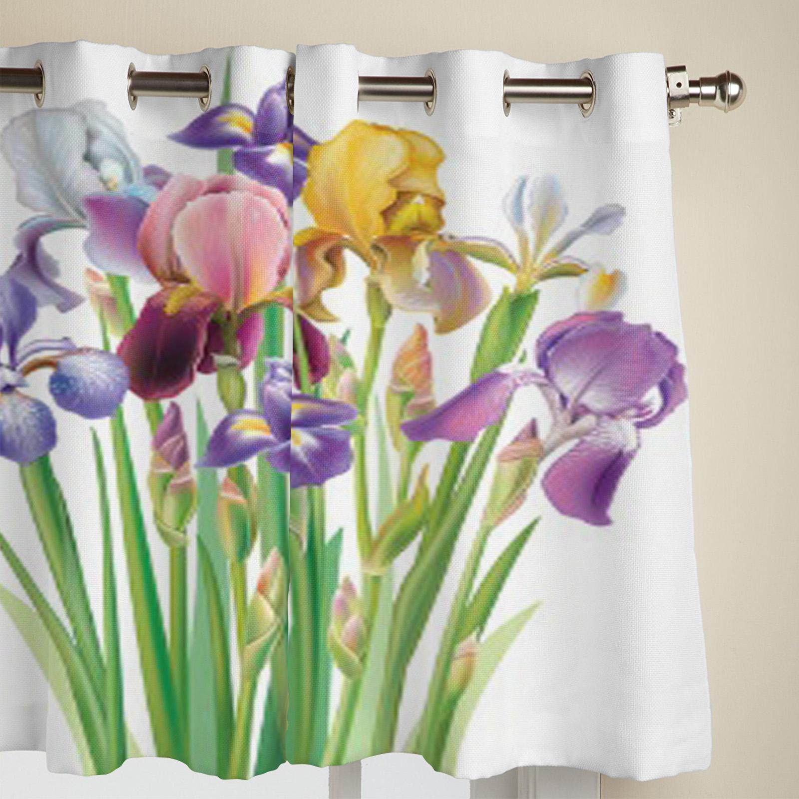 Современные оконные шторы с букетом цветов ириса — фото 3