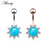 Alisouy 1pc Surgical Steel Crystal Zircon Star Butterfly Moon Stones Dangle Button Navel Piercing Ring Belly Ring Body Jewelry