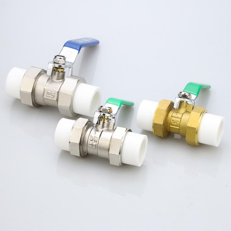 High-Temperature PPR Ball Valve: Double Union, Copper, Hot Melt, Sizes 20-75, Water Pipe & Switch